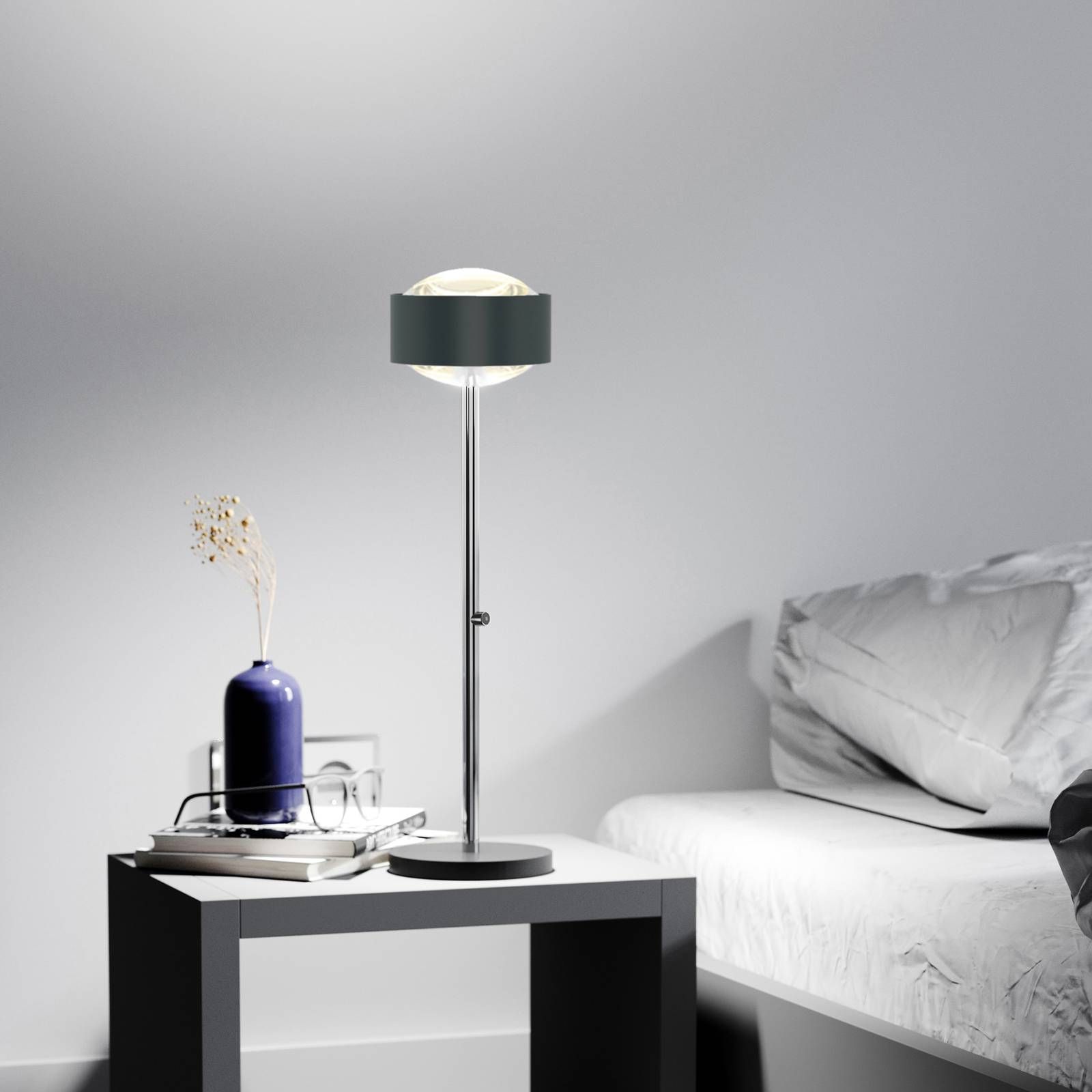 Top Light Puk Maxx Eye Table LED 37 cm šošovka matná, čierna, Obývacia izba / jedáleň, hliník, zinok, sklo, 10W, K: 37cm
