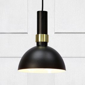 Markslöjd Čierna závesná lampa Larry s mosadzným detailom, Obývacia izba / jedáleň, kov, E27, 60W, K: 24cm