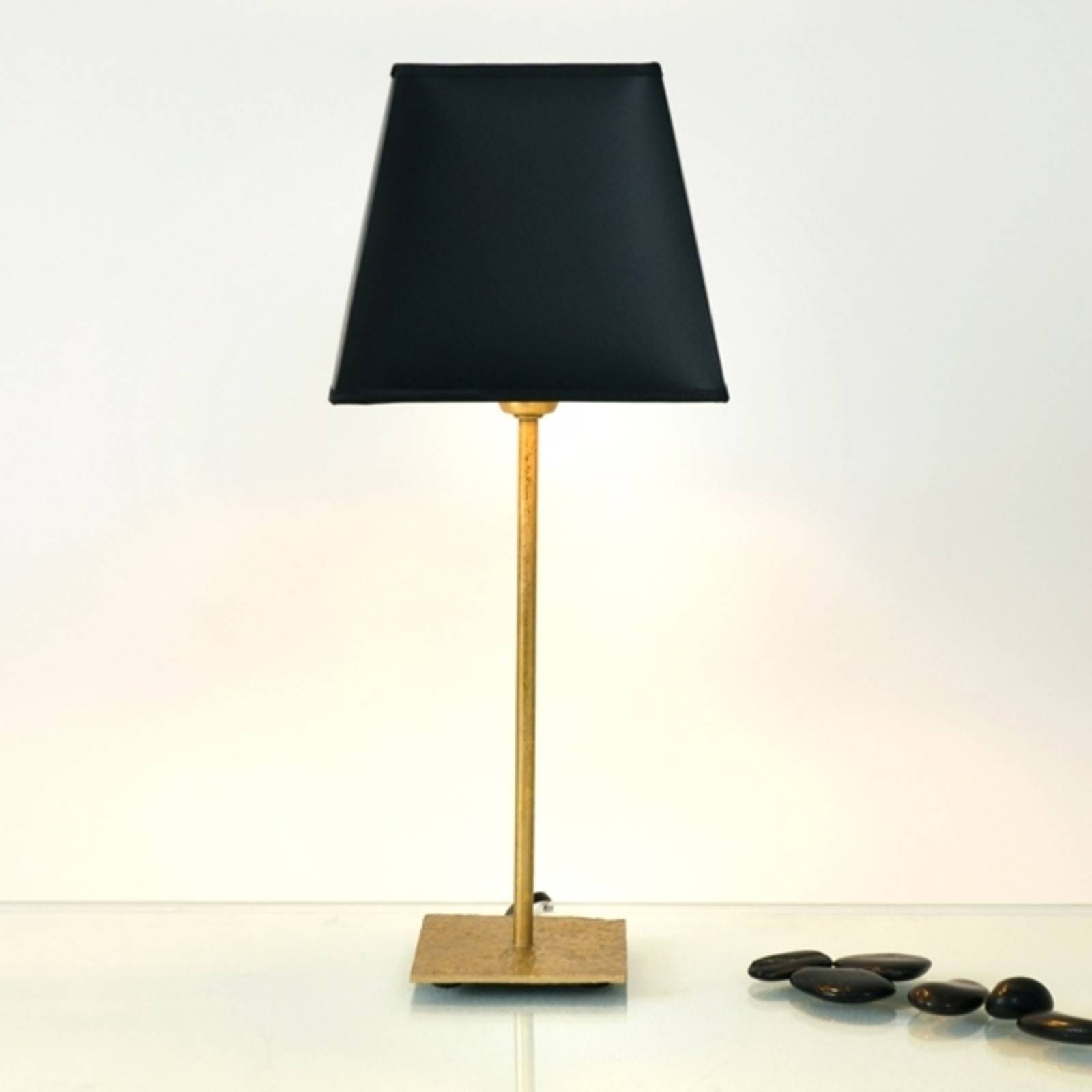 Holländer Stolná lampa Mattia s hranatým tienidlom v čiernej, Obývacia izba / jedáleň, železo, lak, E14, 40W, L: 18 cm, K: 45cm