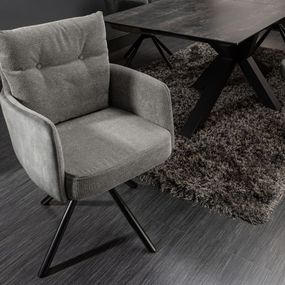 Estila Moderná otočná stolička Laggan so sivými opierkami na ruky a vysokým operadlom 90cm