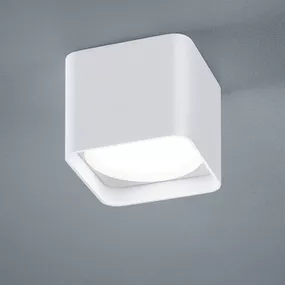 Helestra Dora stropné LED hranaté matná biela, Obývacia izba / jedáleň, kov, sklo, 7W, P: 10 cm, L: 10 cm, K: 8.5cm