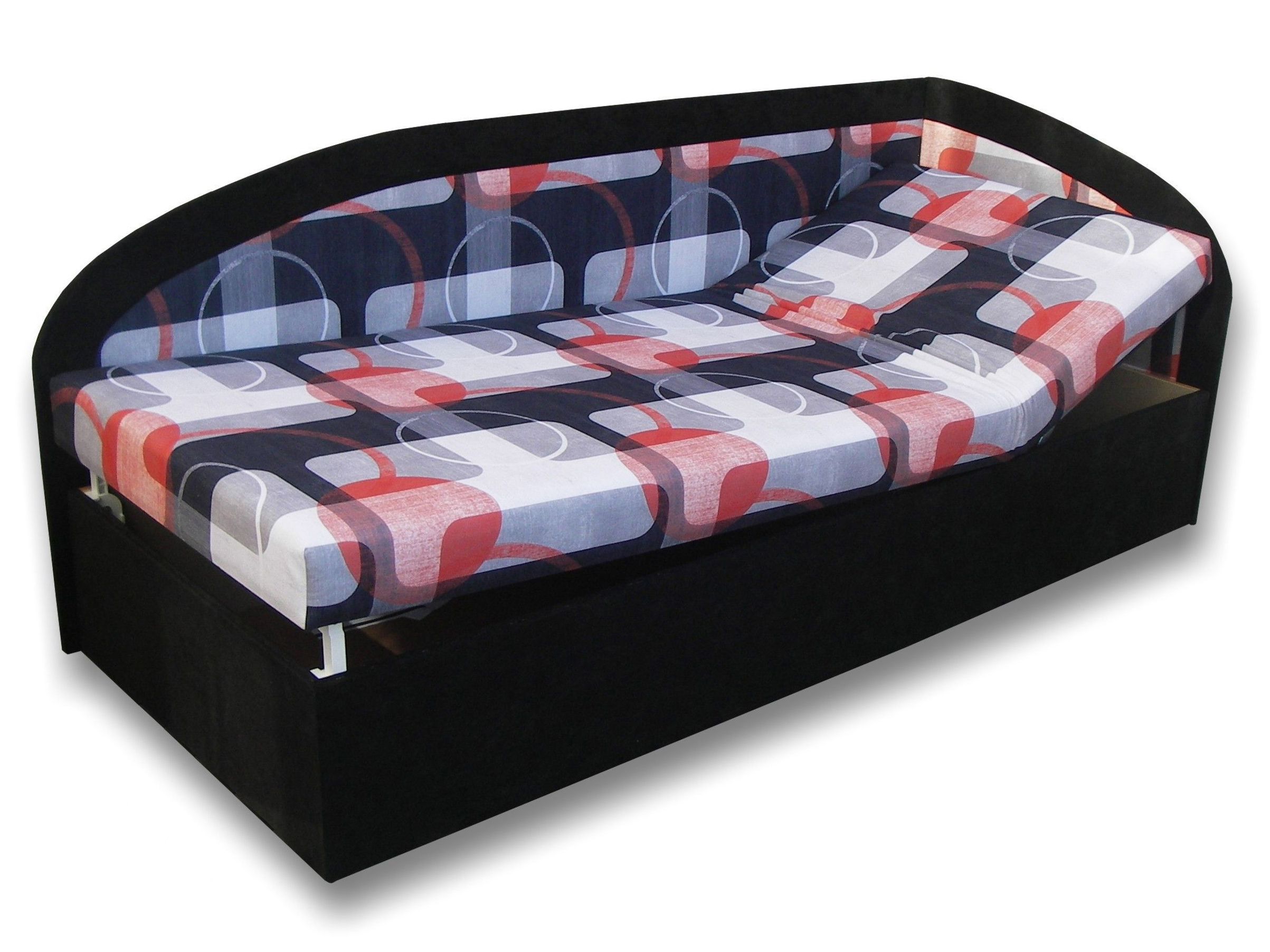 Jednolôžková posteľ (váľanda) 90 cm Kamila (Čierna 39 + Mimi 21) (P)