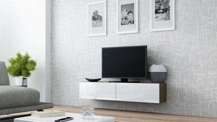 TV stolík na stenu Vigo 140 - latte / biely lesk