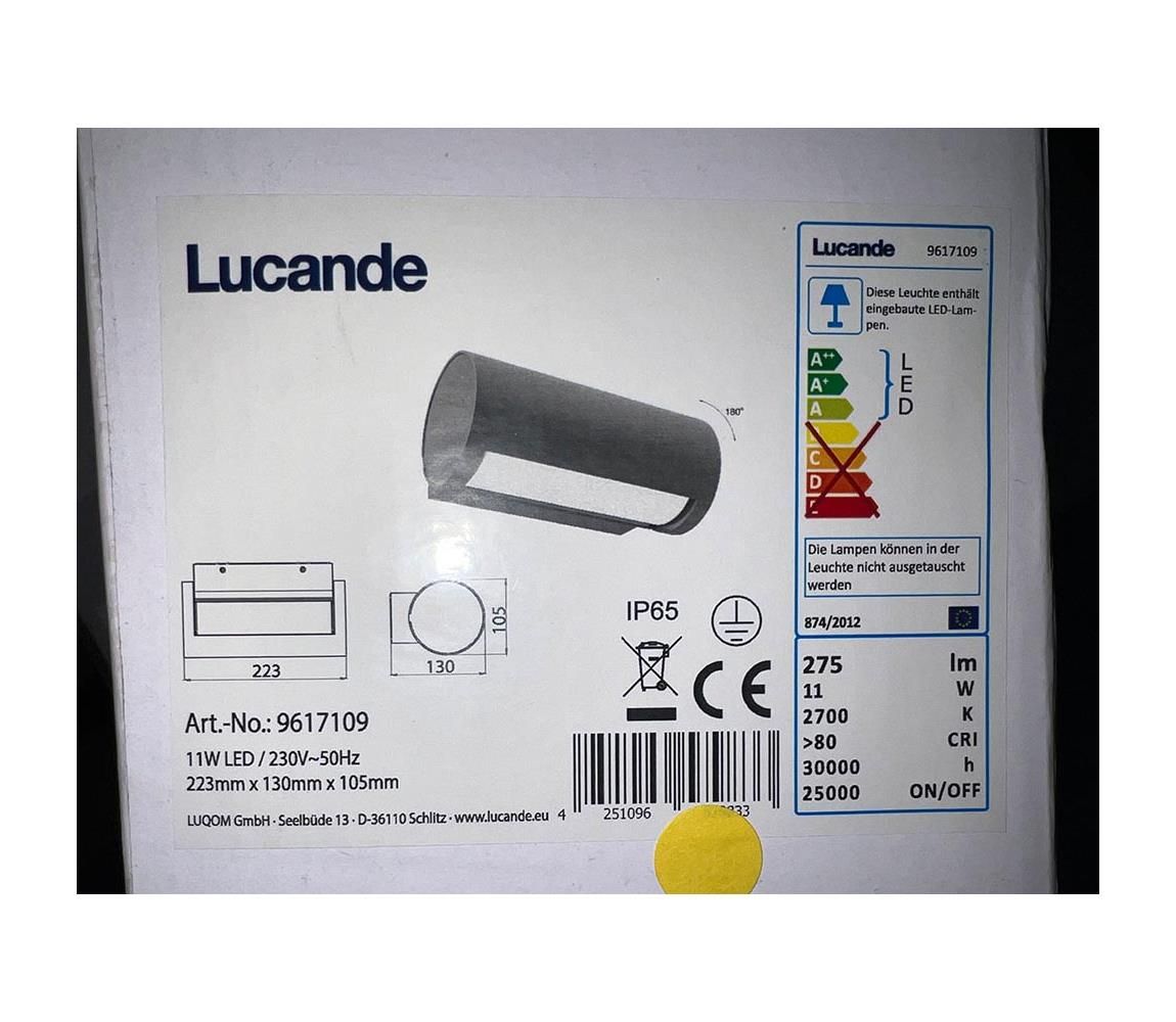 Lucande - LED Vonkajšie nástenné svietidlo BOHDAN LED/11W/230V IP65