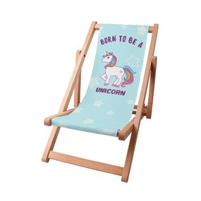 Drevené plážové lehátko Born to be a unicorn