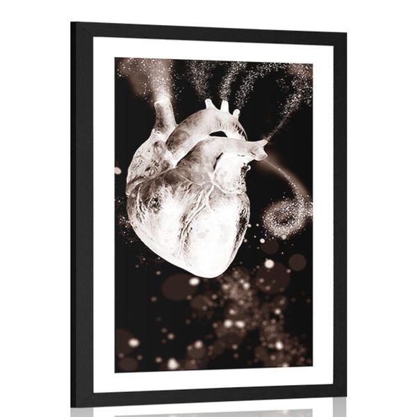 Plagát s paspartou srdce v zaujímavom prevedení - 40x60 silver