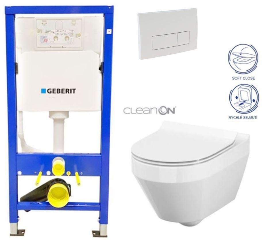 GEBERIT DuofixBasic s bielym tlačidlom DELTA51 + WC CERSANIT CLEANON CREA OVÁL + SEDADLO 458.103.00.1 51BI CR1