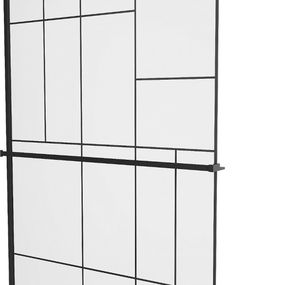 MEXEN/S - KIOTO Sprchová zástena WALK-IN s poličkou a držiakom uterákov 100 x 200 cm, transparent/čierna 8 mm, čierna 800-100-121-70-78