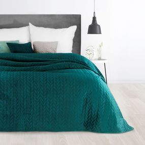 DomTextilu Tyrkysový jednofarebný prehoz na posteľ s dekoračným prešívaním Šírka: 220 cm | Dĺžka: 240 cm 28407-154281