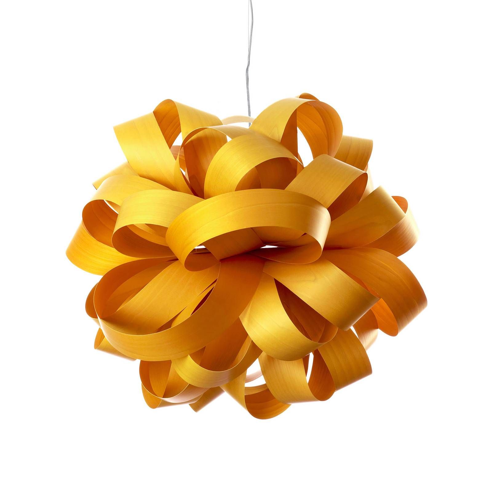 LZF LamPS Agatha Ball závesná lampa, 84x80 cm, žltá, Obývacia izba / jedáleň, drevená dyha, kov, E27, 11W, P: 84 cm, L: 80 cm, K: 70cm