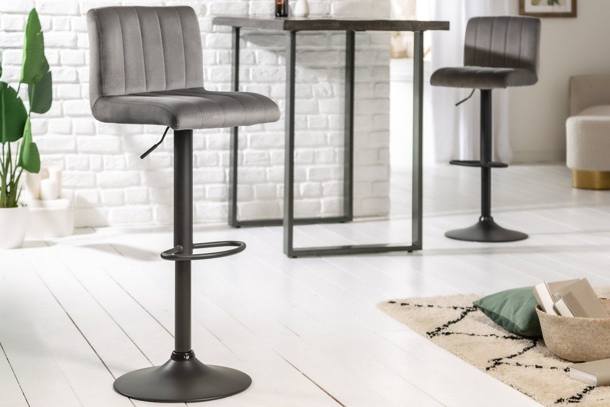LuxD Dizajnová barová stolička Walnut sivý zamat