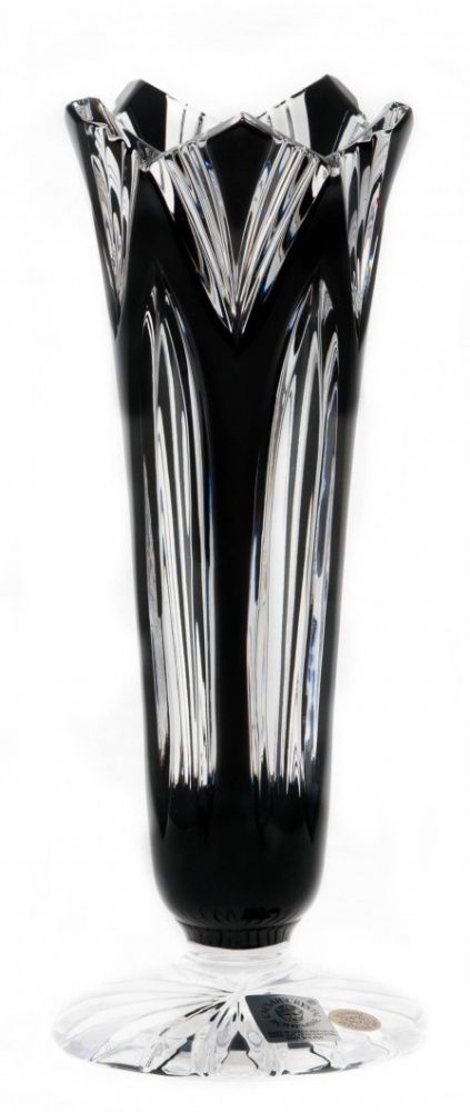 Krištáľová váza Lotos, farba čierna, výška 175 mm