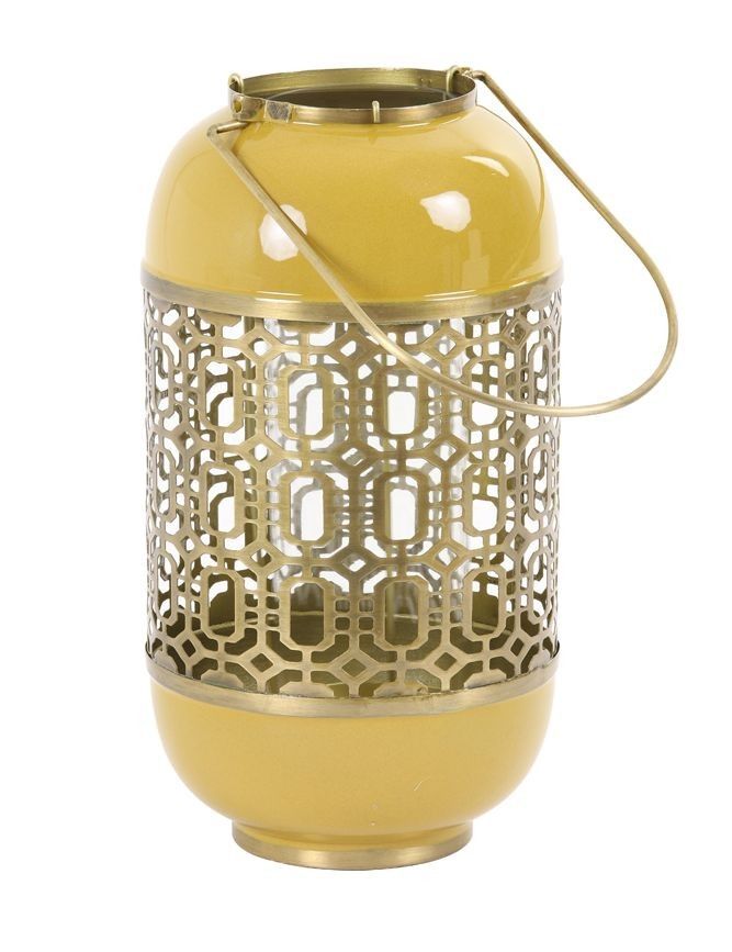 Žlto-zlatý kovový lampáš Rohit - Ø 16*30 cm