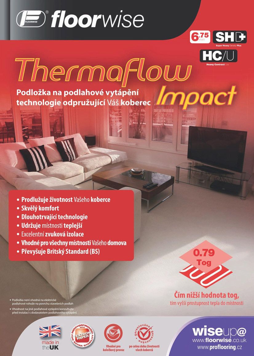 Podložka pod koberec Floorwise Thermaflow Impact - Rozměr na míru, šíře 133 cm cm