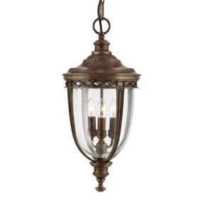 Elstead Závesná lampa English Bridle do exteriéru, bronz, oceľ, sklo, E14, 60W, K: 47cm