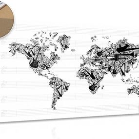 Obraz na korku hudobná mapa sveta v inverznej podobe