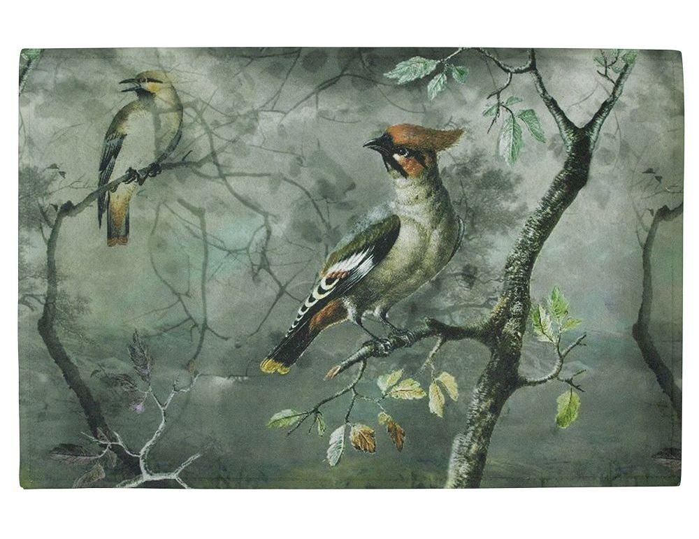 Zeleno-sivá rohožka s vtáčikmi Crested Bird - 75*50*1cm