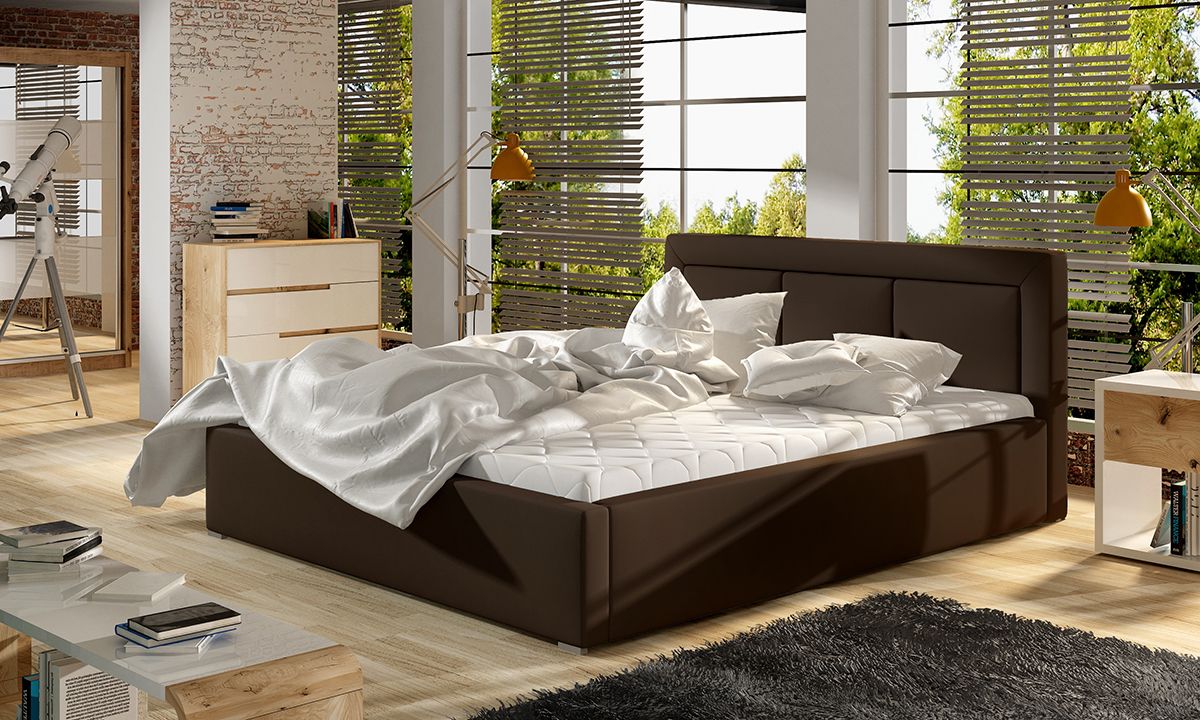 Čalúnená manželská posteľ s roštom Branco 180 - tmavohnedá (Soft 66)
