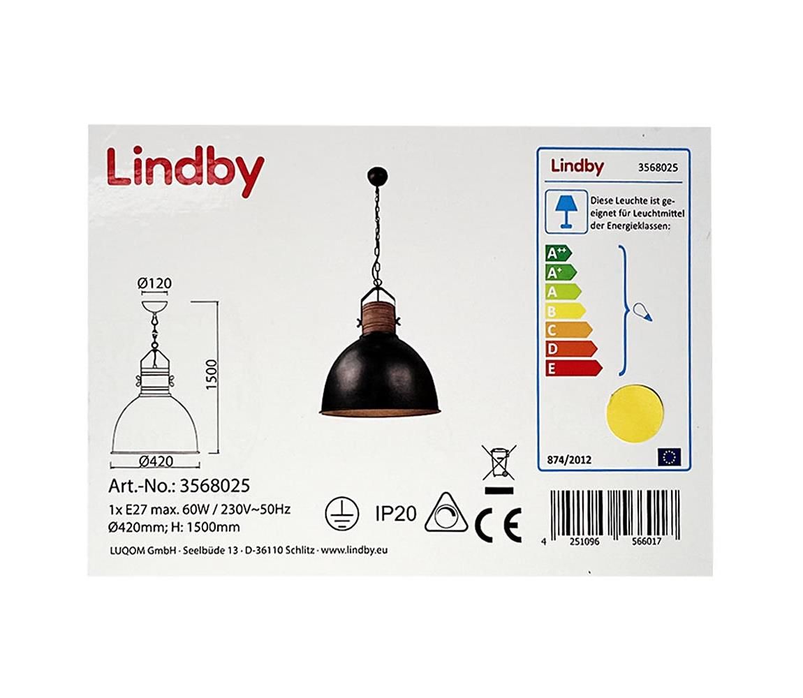 Lindby - Luster na reťazi ARINA 1xE27/60W/230V