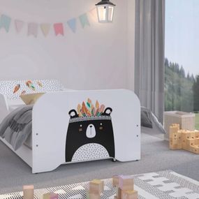 DomTextilu Čarovná detská posteľ 160 x 80 cm s motívom veľkého medveďa  Biela 46820