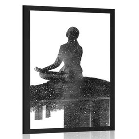 Plagát meditácia ženy v čiernobielom prevedení - 40x60 black