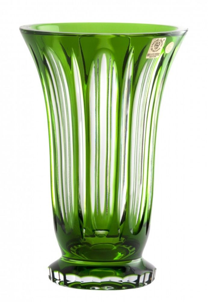 Krištáľová váza Visu, farba zelená, výška 205 mm