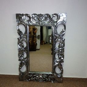Zrkadlo WAJAN, strieborné, 120x80 cm, exotické drevo, ručná práca