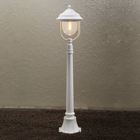 Konstsmide Chodníkové svietidlo Parma, biele, hliník, akrylové sklo, E27, 75W, K: 118cm