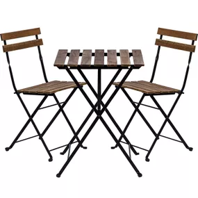 STILISTA záhradný bistro set 2 stoličky + stôl, drevo / kov