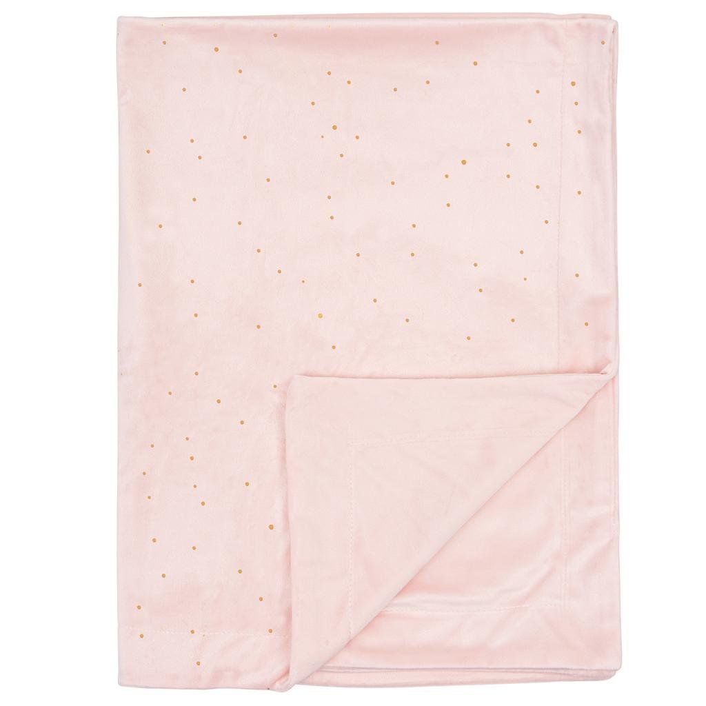 BIMBI DREAMS Deka zlaté bodky velúr pink  80x110 cm 64800004