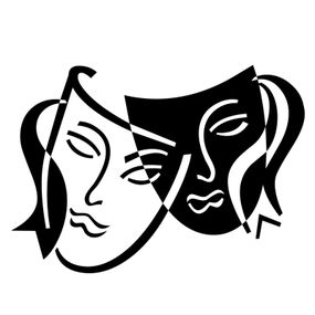 Pieris design Antické divadelné masky - nálepka na stenu levanduľová