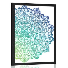 Plagát modrozelená Mandala - 60x90 black