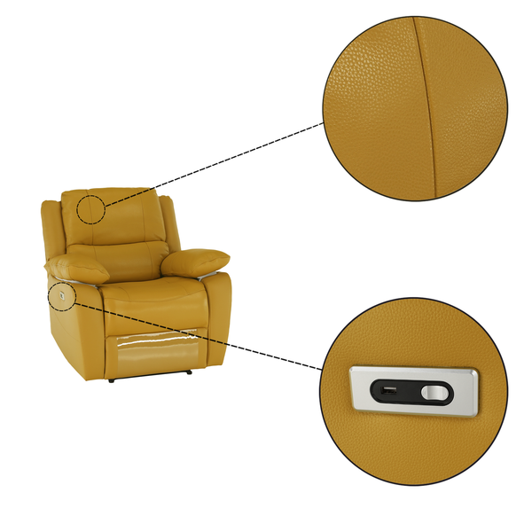 Relaxačné kreslo s elektrickým polohovaním, koža/ekokoža žltá, VIVAN