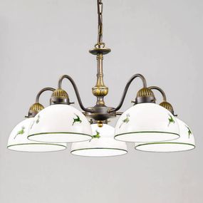 austrolux by Kolarz KOLARZ Nonna závesná lampa vidiecky bielo-zelená, Obývacia izba / jedáleň, kov, sklo, E27, 75W, K: 35cm