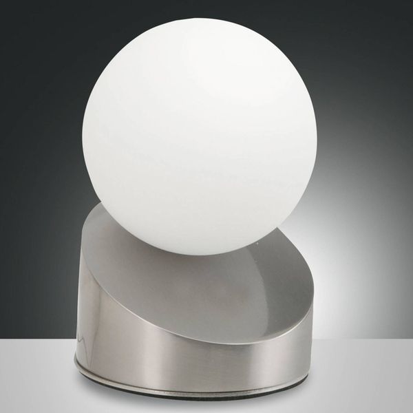 Fabas Luce Stolná LED lampa Gravity, nikel, Spálňa, kov, sklo, 5W, K: 15cm