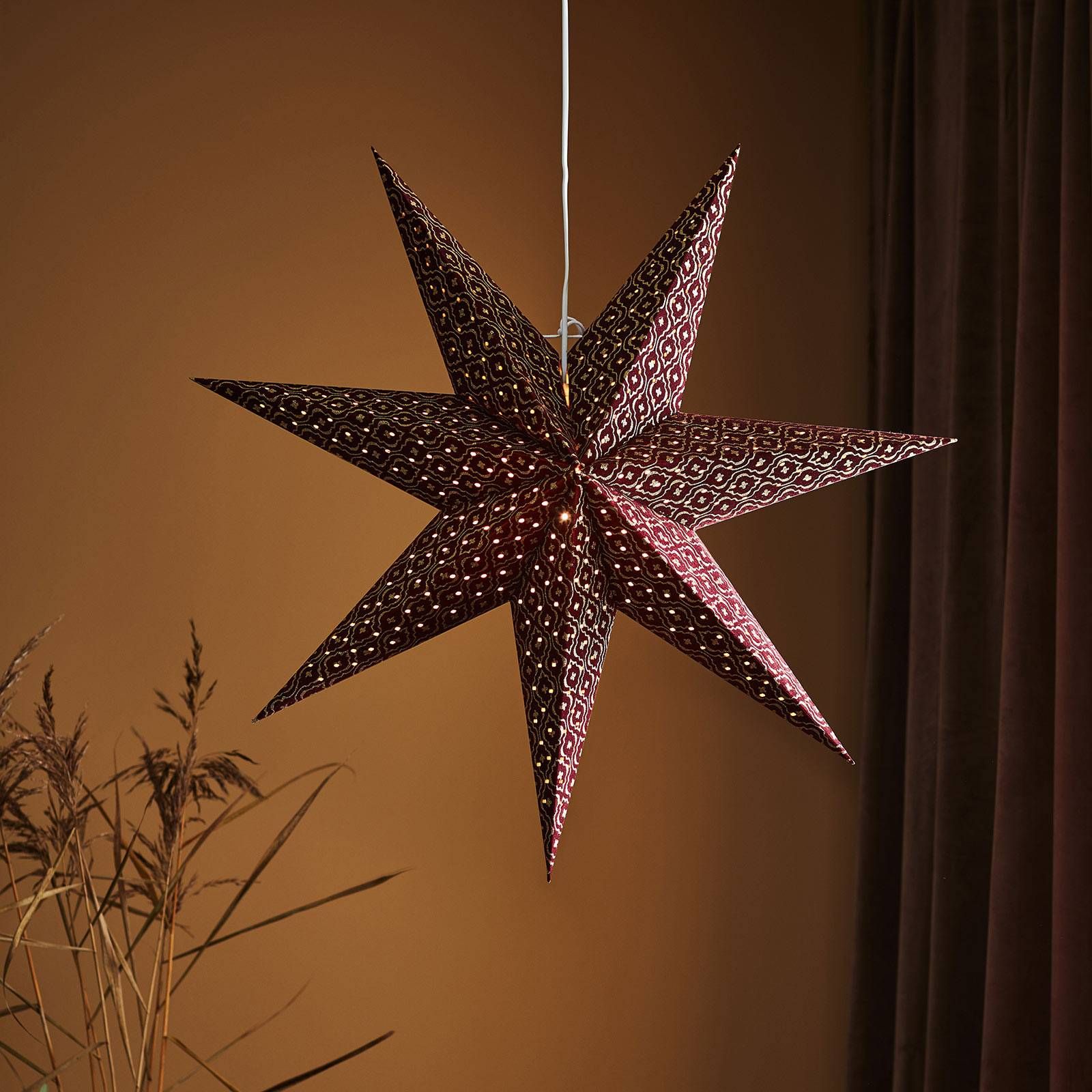 Markslöjd Dekoračná hviezda Baroque zavesenie Ø 75cm bordová, papier, plast, E14, 25W