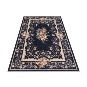 DomTextilu Kvalitný tmavo modrý vintage koberec 40985-187449
