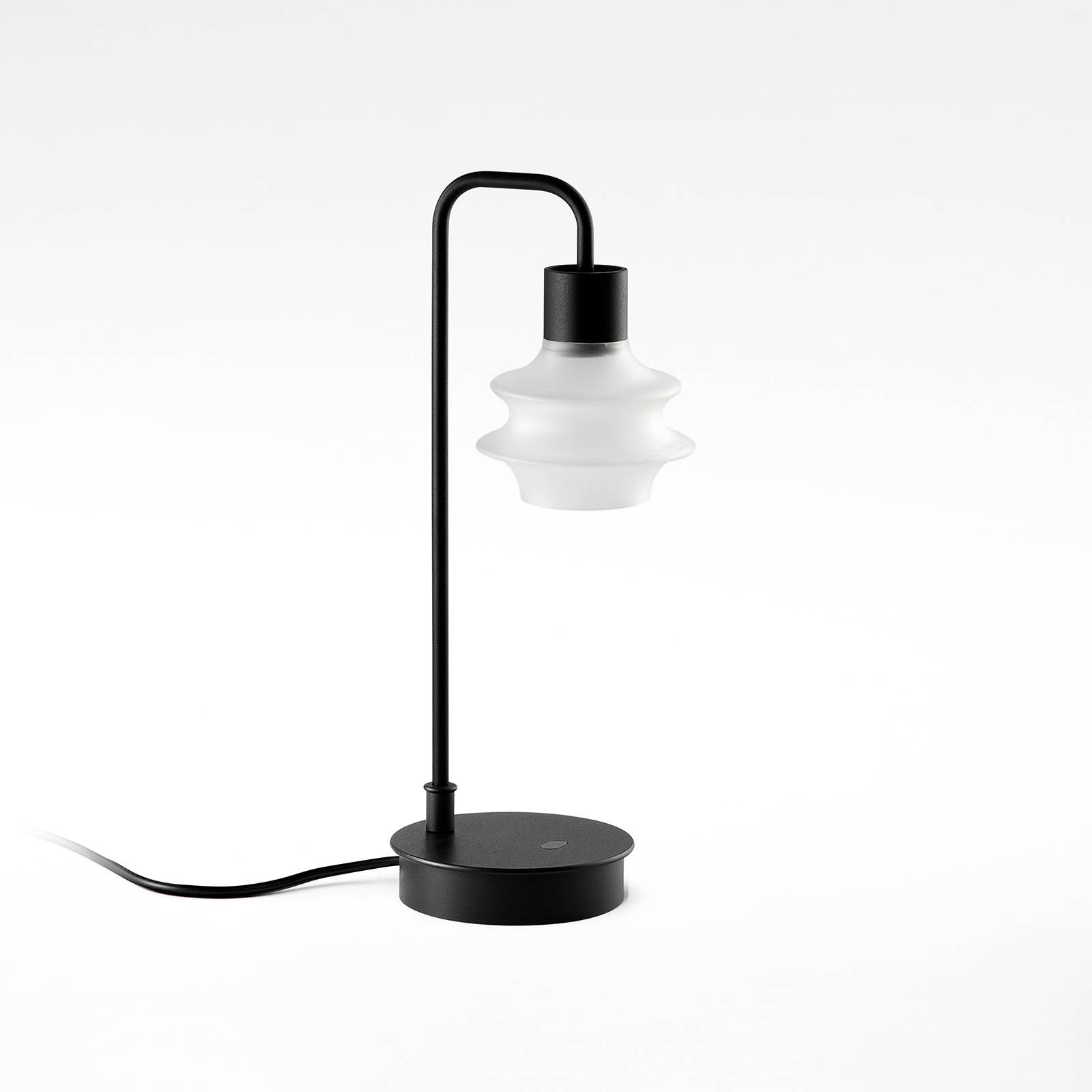 Bover Drop M/36 stolná LED lampa, matná-biela, Obývacia izba / jedáleň, hliník, železo, borokremičité sklo, 3W, P: 12 cm, K: 35.5cm
