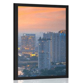 Plagát pohľad na západ slnka v meste Bangkok - 40x60 black