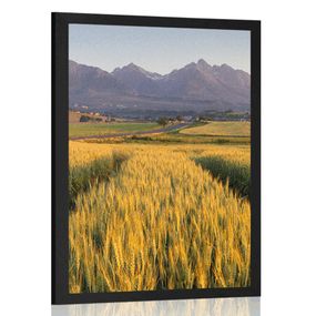 Plagát západ slnka nad pšeničným poľom - 60x90 black