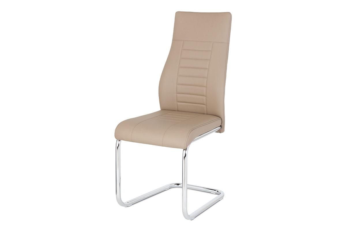 Autronic -  Jedálenská stolička HC-955 CAP, koženka kapučíno, chróm