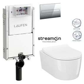 LAUFEN Podomít. systém LIS TW1 SET s chrómovým tlačidlom + WC CERSANIT INVERTO + SEDADLO duraplastu SOFT-CLOSE H8946630000001CR IN1