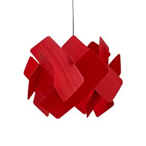 LZF LamPS Escape závesná, kábel čierna Ø 52 cm červená, Obývacia izba / jedáleň, drevená dyha, kov, E27, 14W, K: 44cm