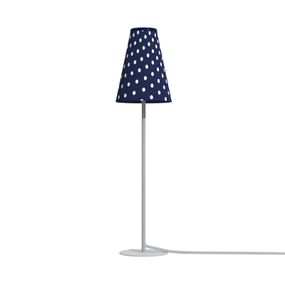 Euluna Stolová lampa Trifle, modrá/biela s bodkami, Obývacia izba / jedáleň, hliník, textil, G9, 10W, K: 44cm