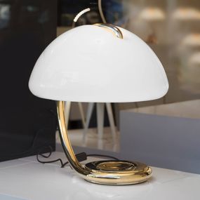 Martinelli Luce Serpente – stolná lampa, zlatá, Obývacia izba / jedáleň, metakrylát, kov, E27, 12W, K: 45cm