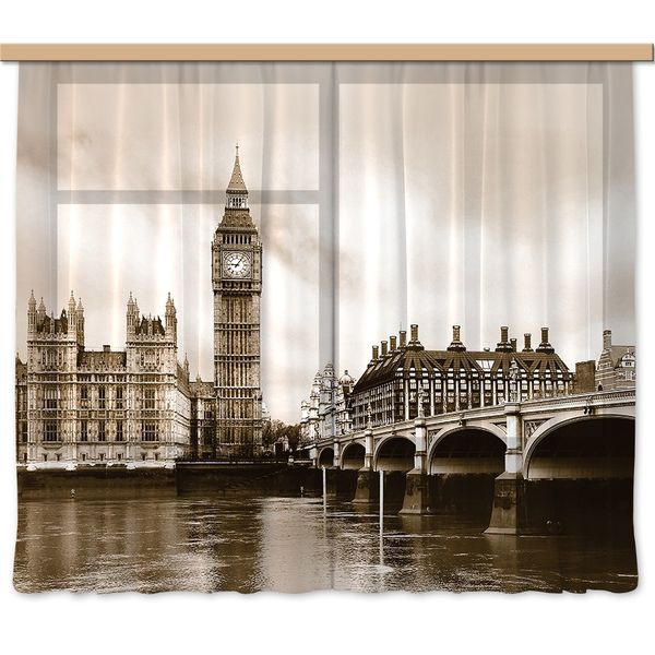 FCS XXL 7411 AG Design textilný foto záves delený obrazový London - Londýn FCSXXL 7411, veľkosť 280 x 245 cm