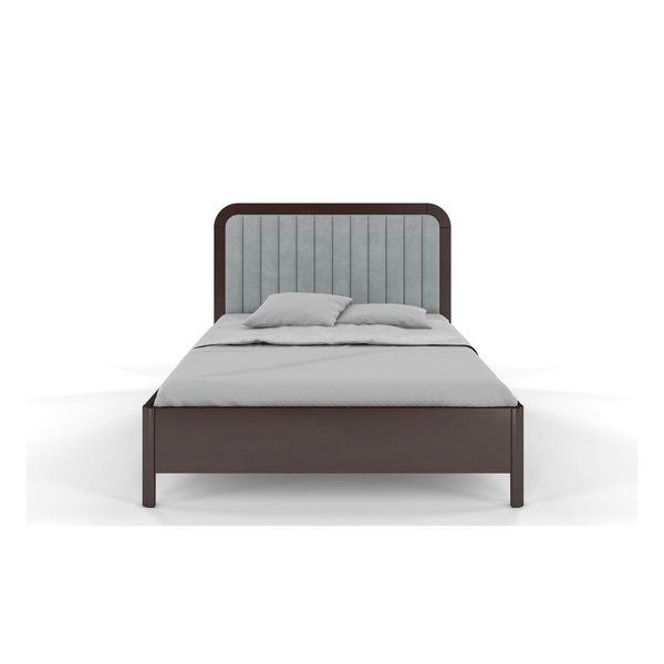 Hnedo-sivá dvojlôžková posteľ z bukového dreva Skandica Visby Modena, 200 x 200 cm