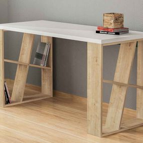 Dizajnový písací stôl Kailas 140 cm dub biely