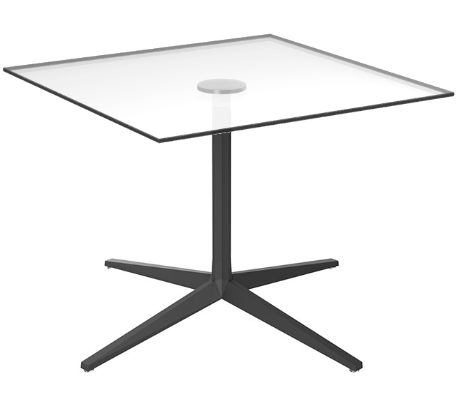 VONDOM - Stôl FAZ Ø podstavca 96,5 cm, sklenená doska 100x100 cm