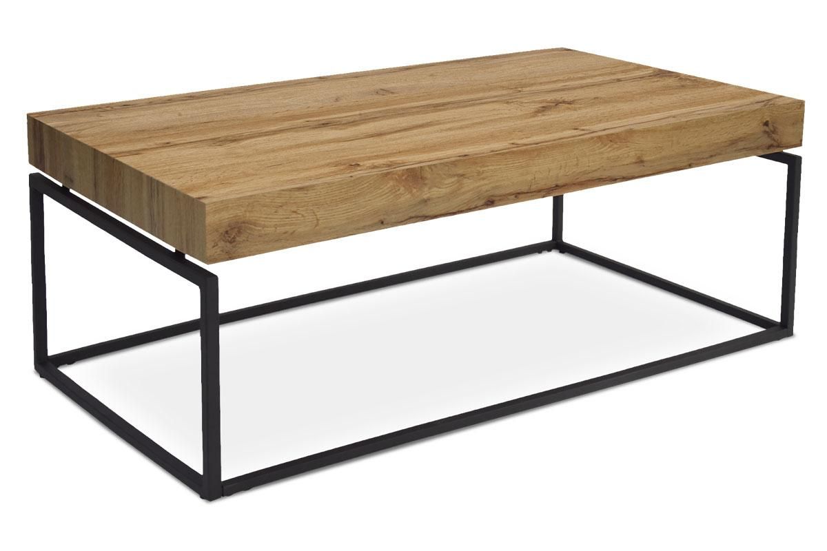 Autronic -  Konferenčný stolík AHG-264 OAK, 110x60x43 cm, doska MDF dekor dub, kov čierny mat